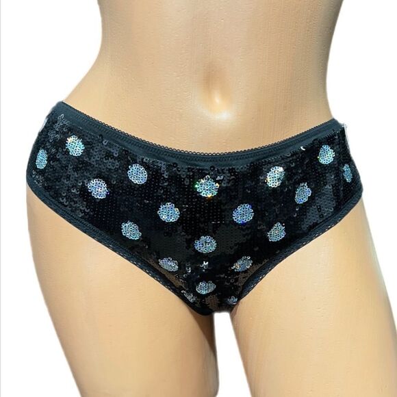 Victoria’s Secret Pink Limited Edition Bling Sequin Hipster panty black M - Picture 3 of 3